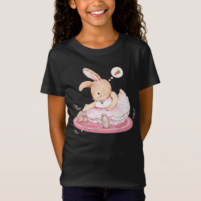 T-Shirt Le Cute Bunny Ballerina se sent affamé (Devant)
