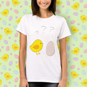 T-shirt Le dessin animé de Pâques du poulet ou de l'oeuf C