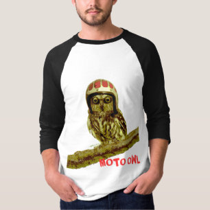 T-shirt Le double vintage de CASQUE de moto de hibou drôl