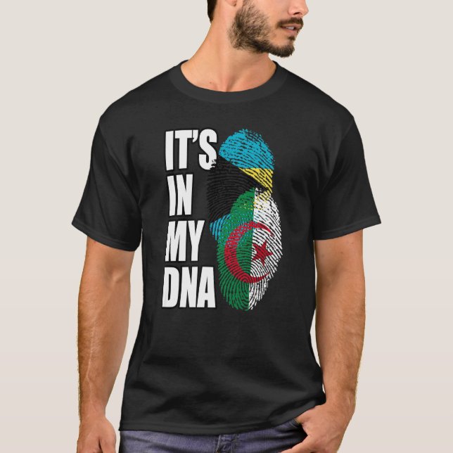 T-shirt Le Drapeau Algérien Et Bahaméen Mélangent L'ADN (Devant)