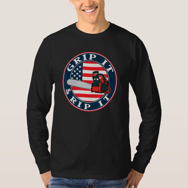 T-shirt Le Drapeau Américain De La tronçonneuse L'Accroche (Devant)