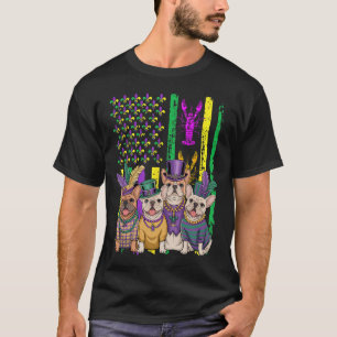 T-shirt Le drapeau américain Mardi Gras French Bulldog Chi