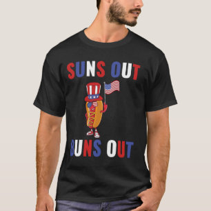 T-shirt Le Drapeau Américain USA Suns Out Buns Drôle 4th O