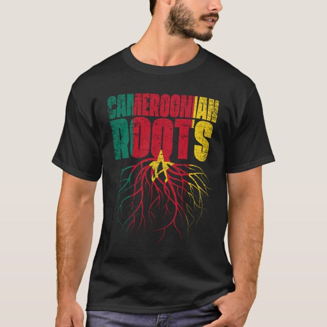 T-shirt Le drapeau camerounais des racines camerounaises d (Devant)