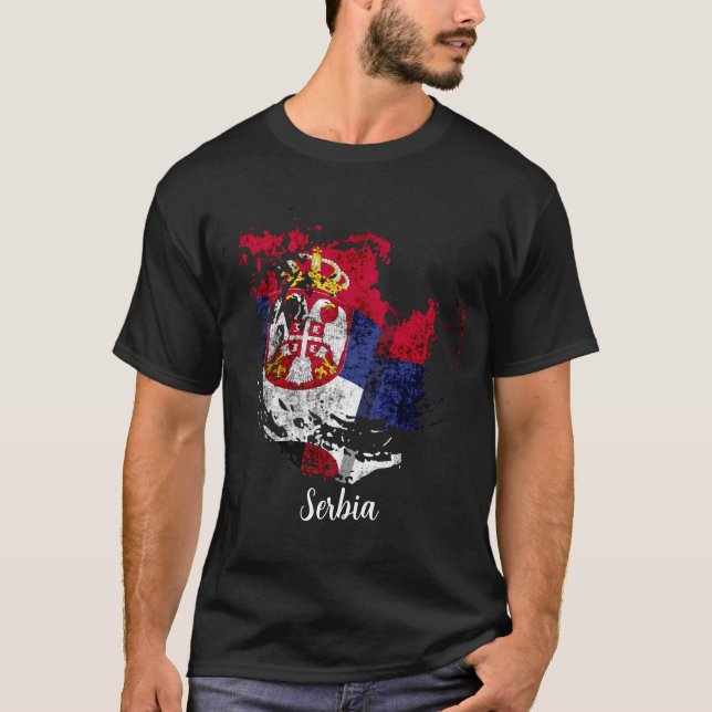 T-shirt le drapeau de la Serbie (Devant)