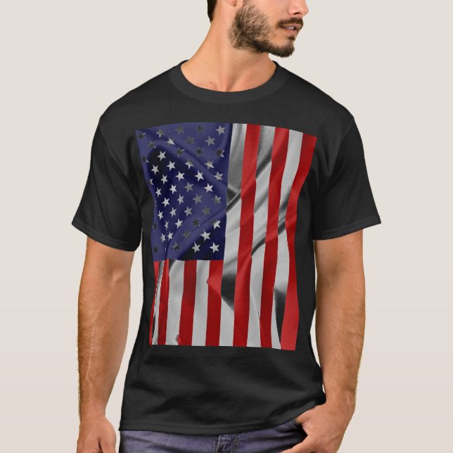 T-shirt Le drapeau des États-Unis d'Amérique Noir (Devant)