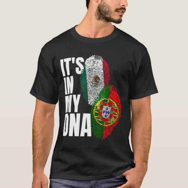 T-shirt Le Drapeau Drapeau Drapeau Du Portugal Et Du Mexiq (Devant)