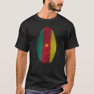 T-shirt Le Drapeau Du Cameroun Empreinte C'Est Dans Mon Dn