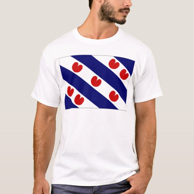 T-shirt Le drapeau néerlandais de la Frise (Devant)