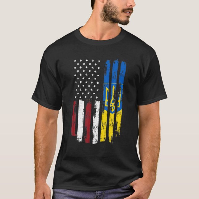 T-shirt Le drapeau ukrainien américain Les racines ukraini (Devant)