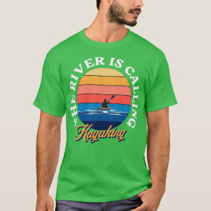 T-shirt Le Fleuve Appelle Kayaking Illustration Art Des