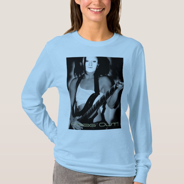 T-shirt le frag brun a adapté la longue douille T doux (Devant)