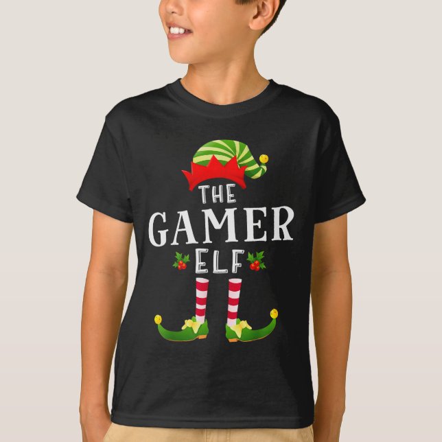 T-shirt Le Gamer Elf Noël Pyjama Correspondant  (Devant)