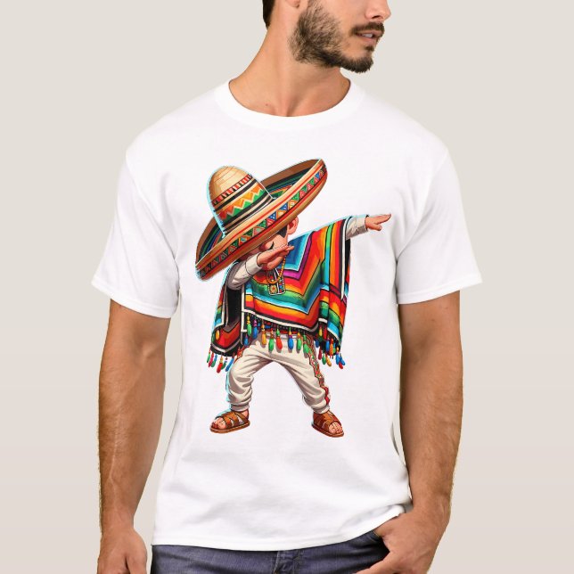 T-shirt Le garçon mexicain Dabbing Poncho Cinco De Mayo (Devant)