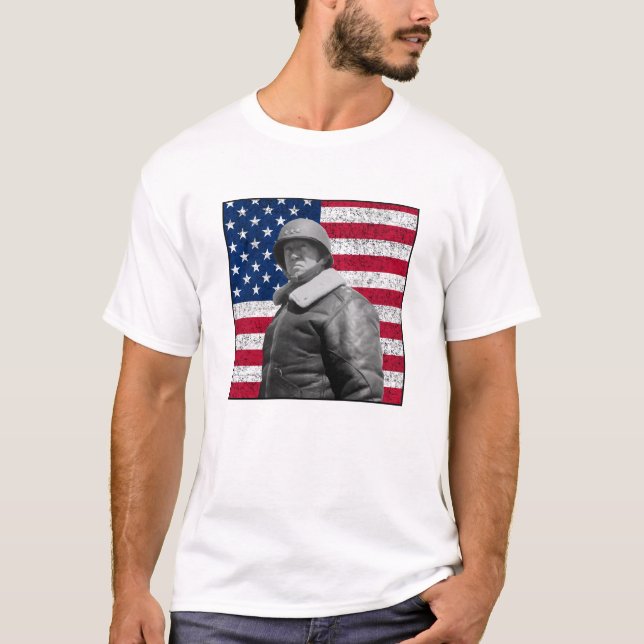 T-shirt Le Général Patton et le drapeau américain (Devant)
