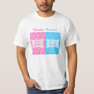 T-shirt Le genre bleu rose de bébé de damassé indiquent