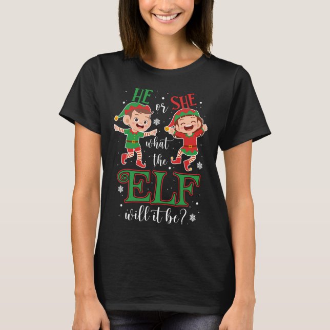 T-shirt Le genre de Noël révèle ce que l'elfe veut (Devant)