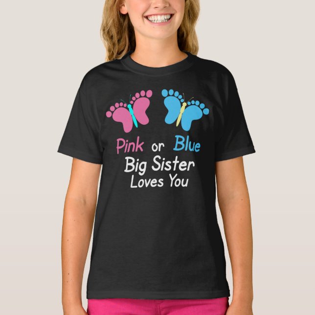 T-shirt Le genre indiquent les papillons roses ou bleus de (Devant)