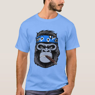 T-shirt Le gorille du vélo fumer le cigare art animal