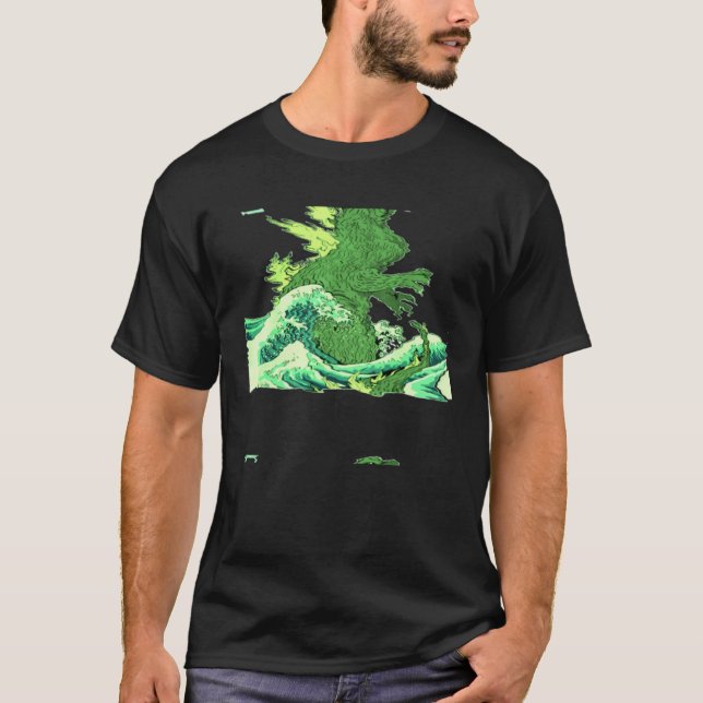 T-shirt Le grand monstre au large de Kanagawa Wave TeamGod (Devant)