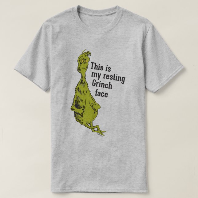 T-shirt Le Grinch | Drôle de visage de Grinch au repos (Design devant)