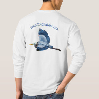 T-shirt Le héron bleu de l'île en vol