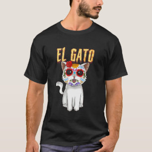 T-shirt Le Jour De La Mort Cute Crâne À Sucre Cat Dia De L
