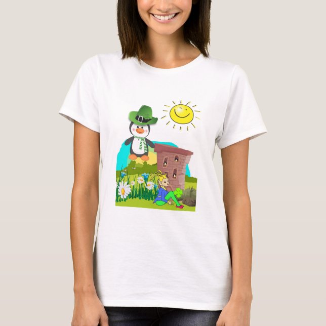 T-shirt le jour de saint-patrick pingouin leprechaun (Devant)