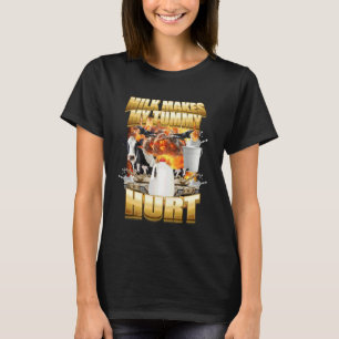 T-shirt Le Lait Fait Mal à Mon Ventre Vache Drôle Mème