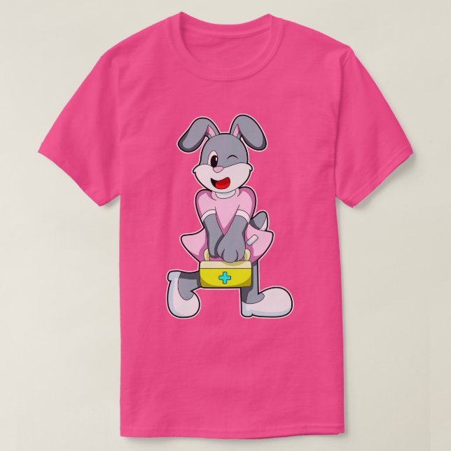 T-shirt Le lapin comme médicament avec trousse de premiers (Design devant)