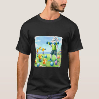 T-shirt Le Lapin Enseigne Aux Poussins À L'Aide D'Oeufs Fi