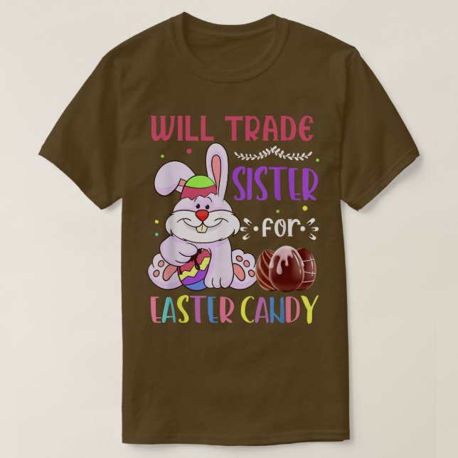 T-shirt Le Lapin Mange Des Oeufs De Chocolat Vont Échanger (Design devant)