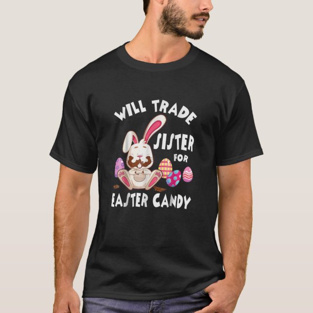 T-shirt Le Lapin Mange Des Oeufs De Chocolat Vont Échanger (Devant)