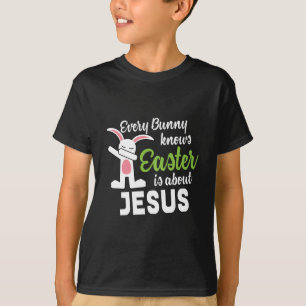 T-shirt Le lapin tamponnant Pâques est au sujet de Jésus