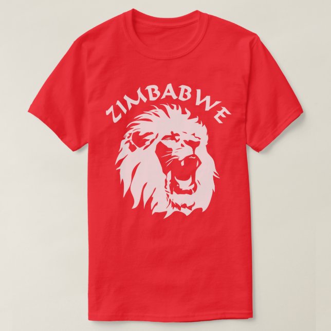 T-shirt Le lion rugissant face au Zimbabwe (Design devant)