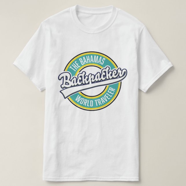T-shirt Le logo rétro du voyageur du monde des Bahamas Bac (Design devant)