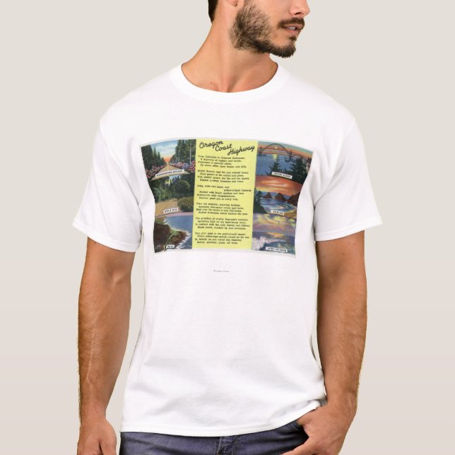 T-shirt Le long de la route de côte de l'Orégon avec un (Devant)