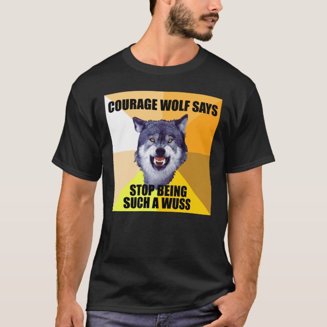 T-shirt Le LOUP de COURAGE indique (Devant)
