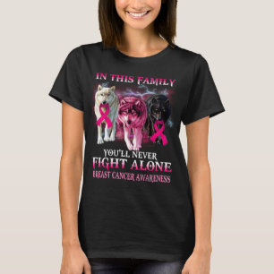 T-shirt le loup du cancer du sein ne se bat jamais seul