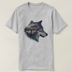 T-shirt Le loup et le troupeau de moutons