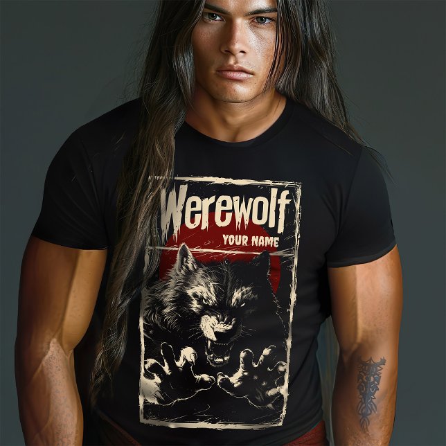 T-shirt Le loup-garou rebondissant dans la Pleine lune Vin (Créateur téléchargé)