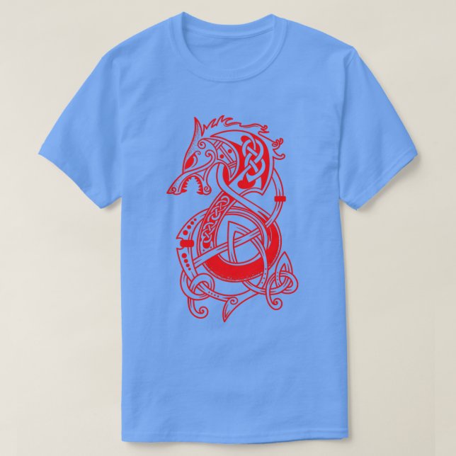 T-shirt Le loup viking Fenrir Red (Design devant)