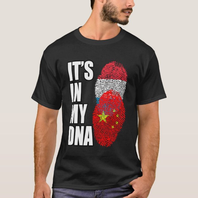 T-shirt Le Luxembourg Et La Chine Mélangent Le Drapeau Du  (Devant)