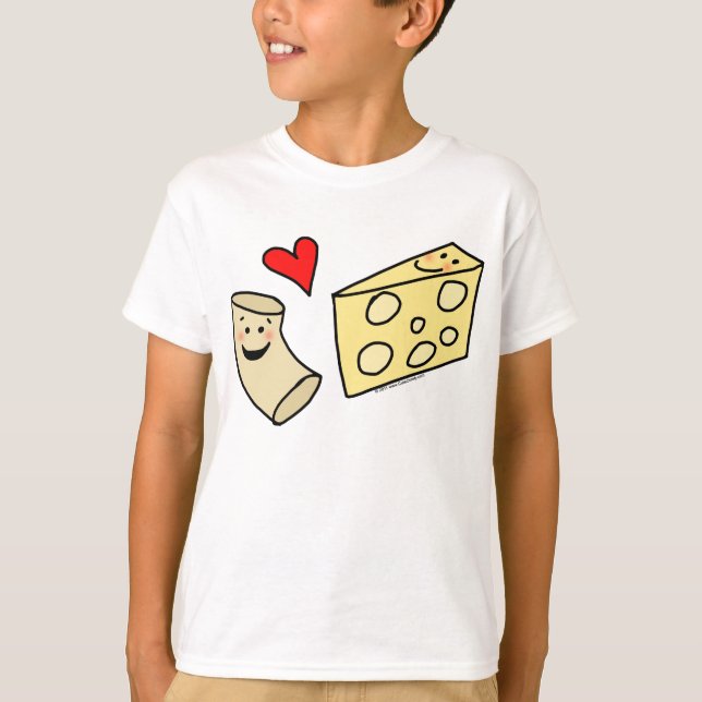 T-shirt Le Mac aime le fromage, macaronis mignons drôles + (Devant)