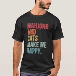 T-shirt Le Mahjong Et Les Chats Me Rendent Heureux Et Drôl