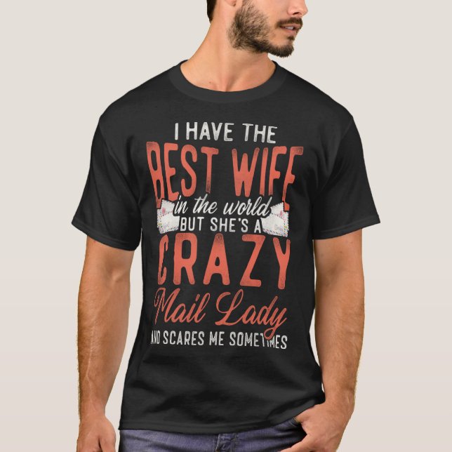 T-shirt Le Mariage De Mari De Femme De Mailman De Postman  (Devant)