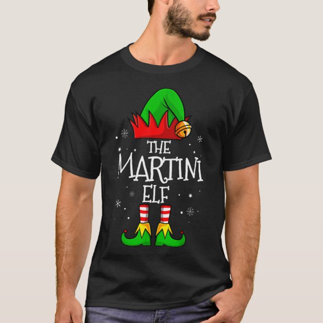 T-shirt Le Martini Elf Matching Famille Noël Drôle Dr. (Devant)