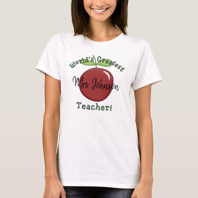 T-shirt Le meilleur enseignant du monde mange pomme avec n (Devant)