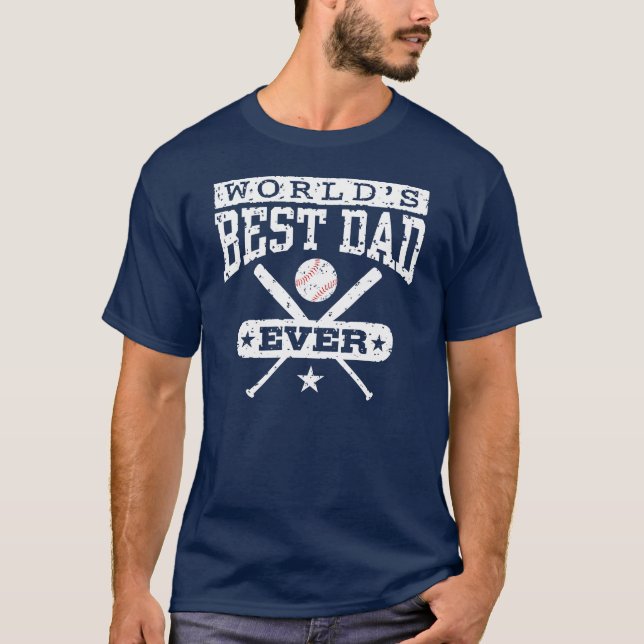 T-shirt Le meilleur papa du monde jamais de baseball (Devant)