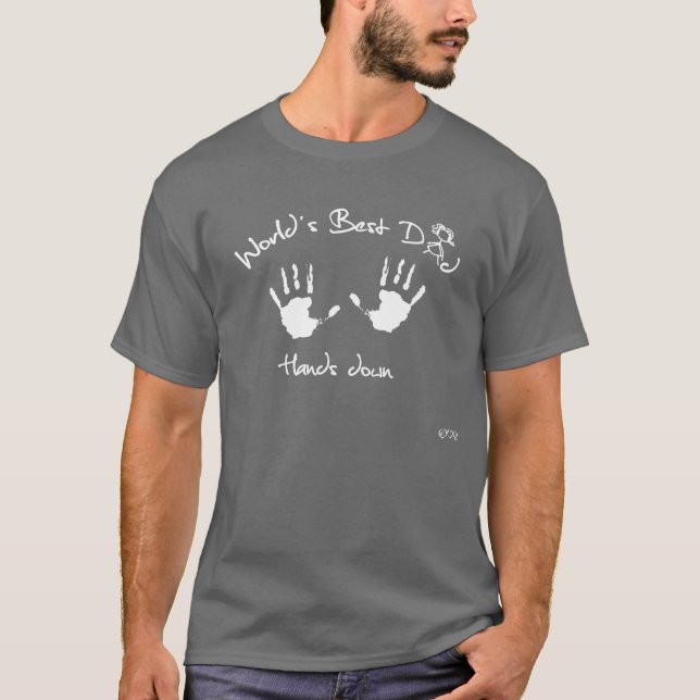 T-shirt Le meilleur papa du monde, mains vers le bas (Devant)